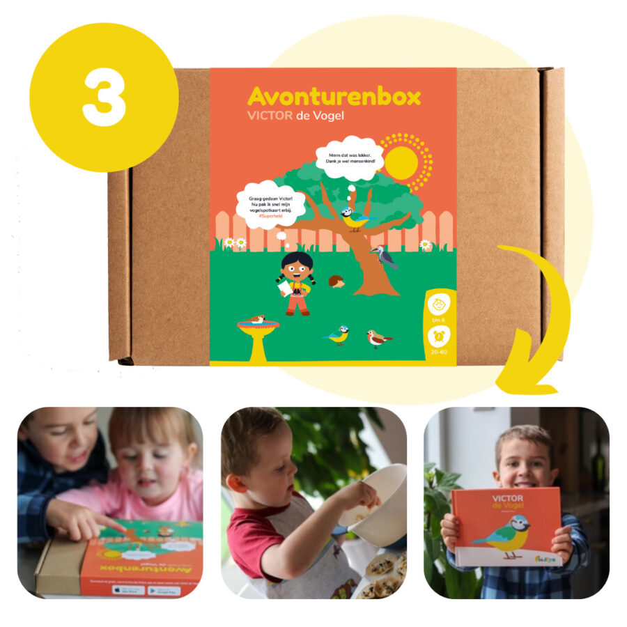 Kidiyo Avonturenbox: Boek, vogelcupcakes & vogelspotkaart